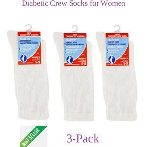 Diabetic Socks for Women - White - Set of 3 Pairs